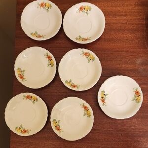 Homer Laughlin Cream and Orange Floral Saucers
